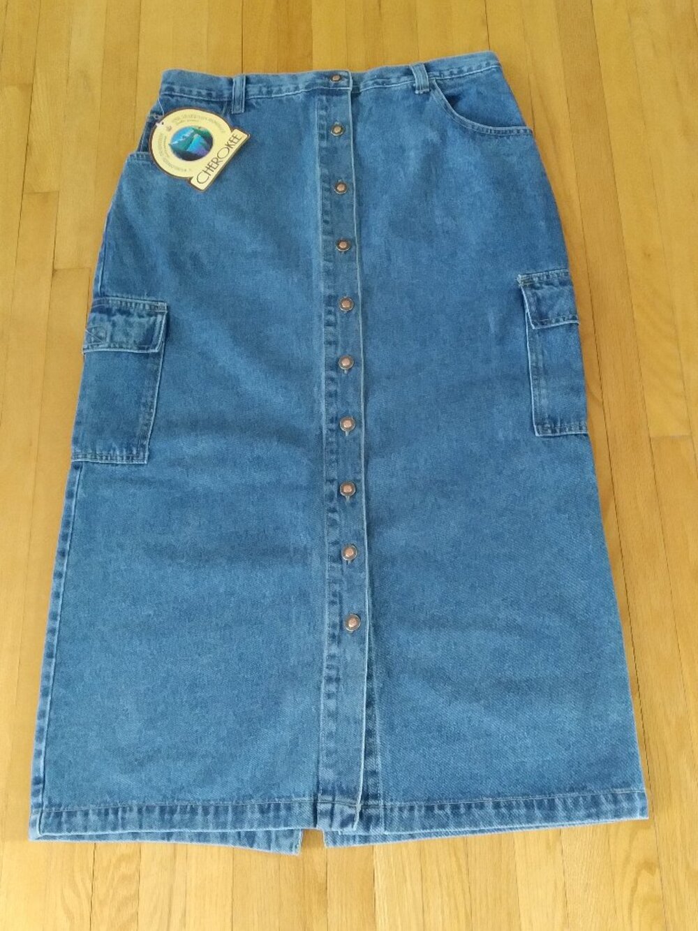 Cotton Long Button Down Skirt, Cherokee, Size - 16